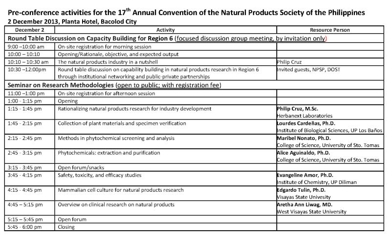 17th Annual Congress of the Natural Products Society of the Philippines - Convention Programme