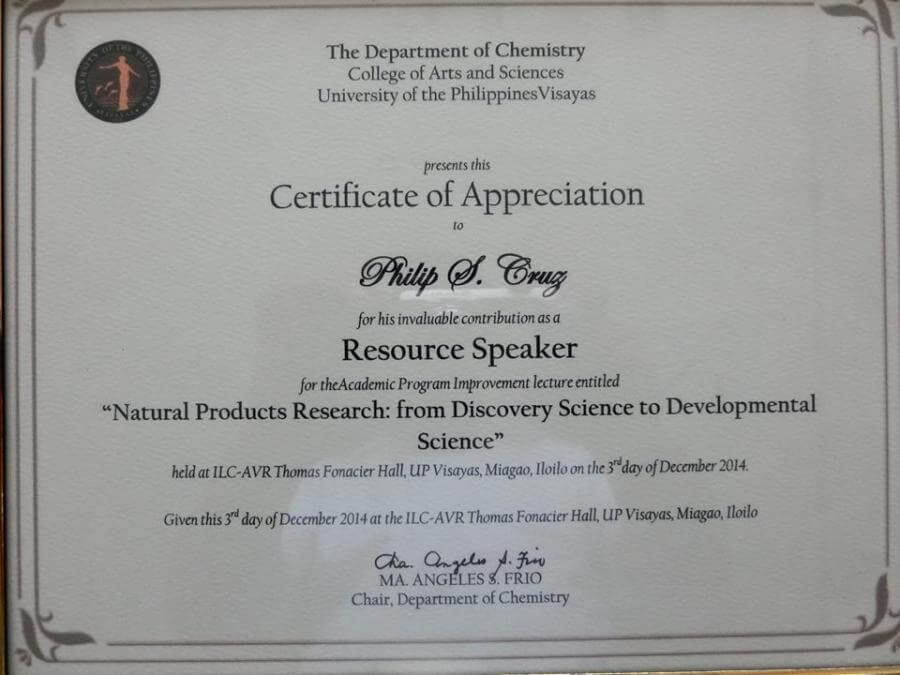 Herbanext Laboratories and Philip Cruz Certificates December 2014