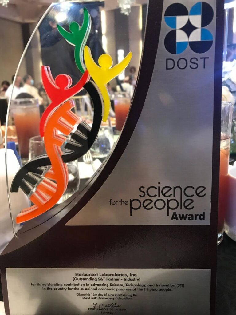 Herbanext Laboratories, Inc Wins DOST’s Outstanding S&T Partner